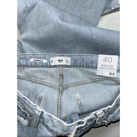 NWT MNG From Gabriela Wide Leg Cropped High Waist Women's 40‎ Jeans Light Wash - Picture 5 of 9